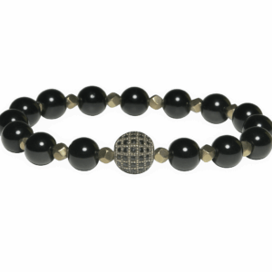 Pulseira Ônix, Hematita e Globo de Zircônia